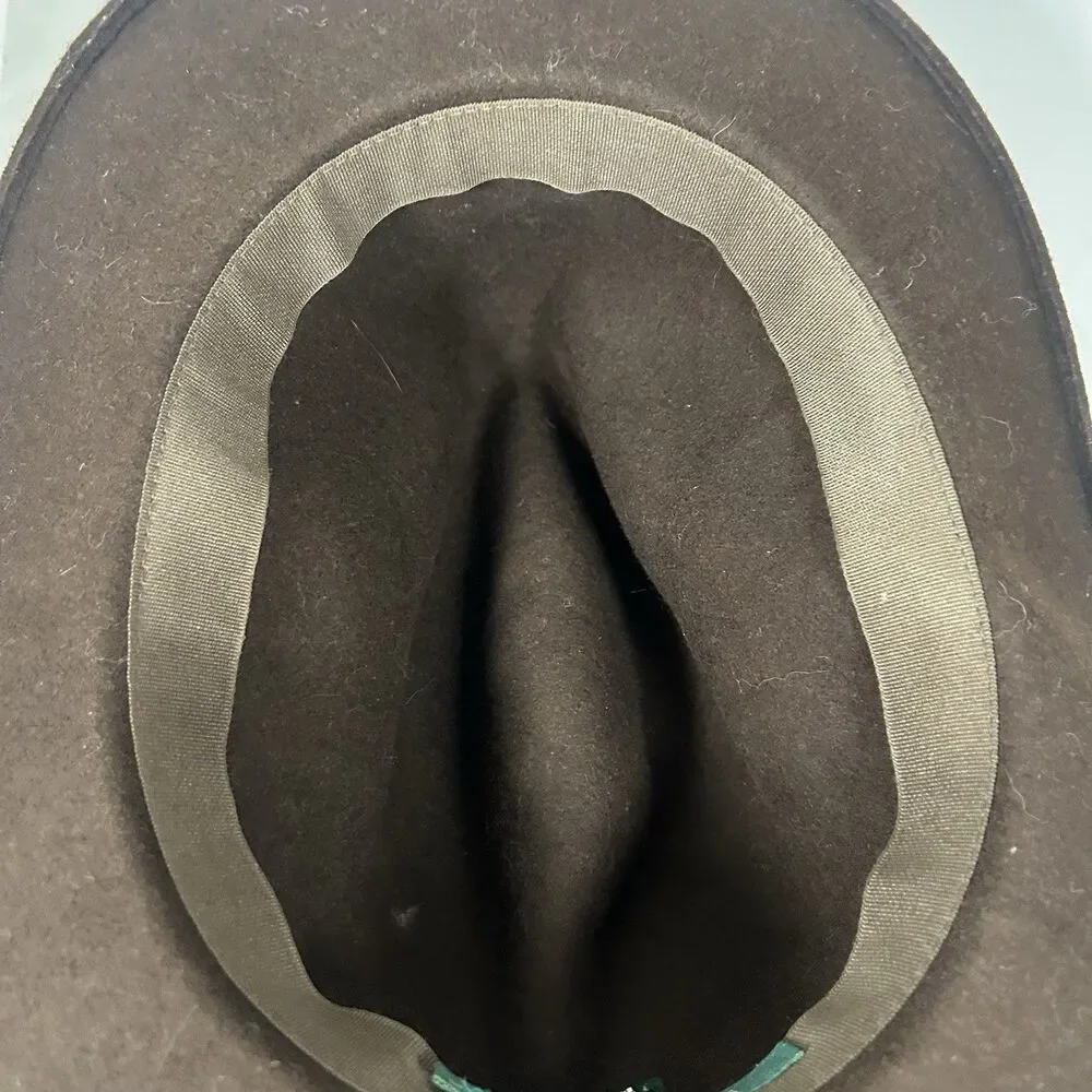 LAUREN Ralph Lauren Feather Embellished Wool Hat Brown Size Medium